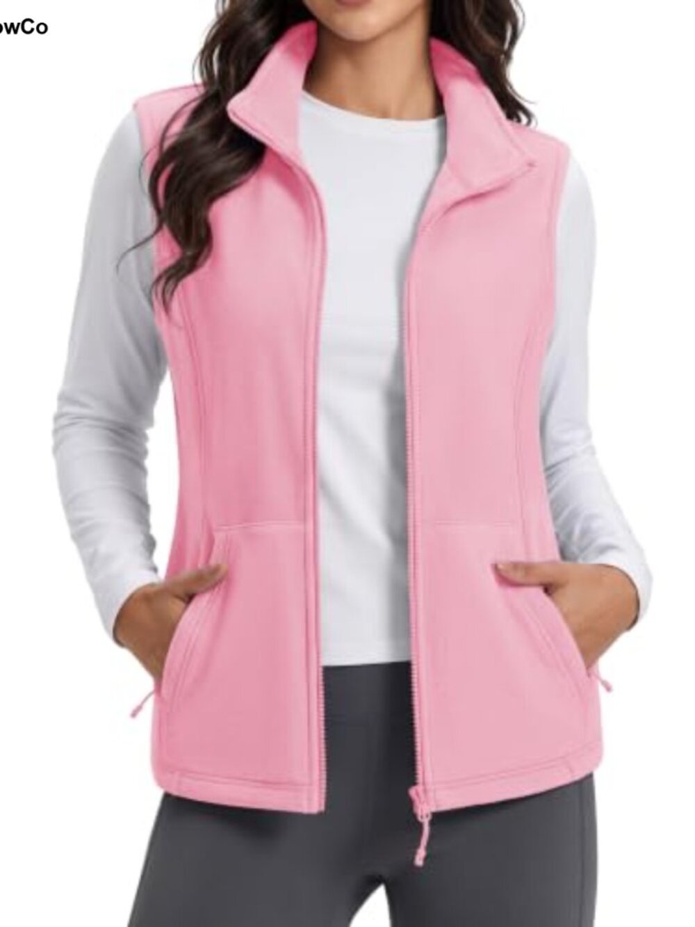 Women's Fleece Zip Vest Sleeveless Lightweight Warm Stand Collar Outerwear